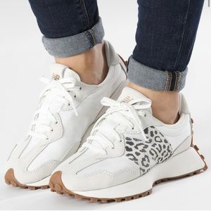 New Balance 327 Animal Print Logo Casual Women Sneakers Sea Salt Leopard